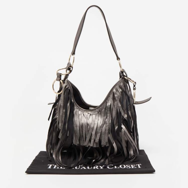 Pre Owned Yves Saint Laurent Metallic Brown Leather La Boheme Hobo