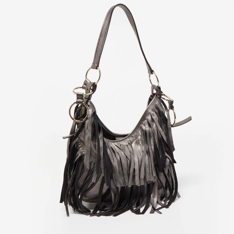 Pre Owned Yves Saint Laurent Metallic Brown Leather La Boheme Hobo