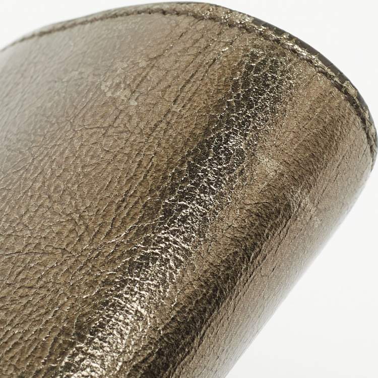 Pre Owned Yves Saint Laurent Metallic Leather Belle De Jour Flap Clutch