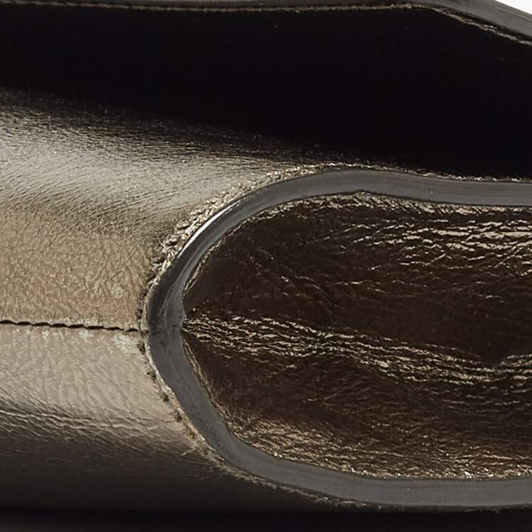Pre Owned Yves Saint Laurent Metallic Leather Belle De Jour Flap Clutch