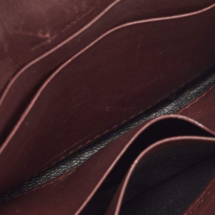 Pre Owned Saint Laurent Burgundy Leather Flap Wallet