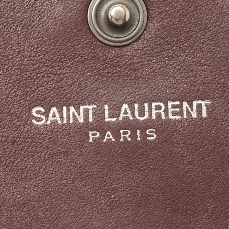 Pre Owned Saint Laurent Burgundy Leather Flap Wallet