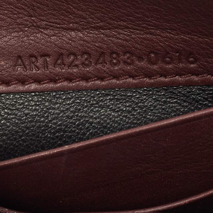 Pre Owned Saint Laurent Burgundy Leather Flap Wallet