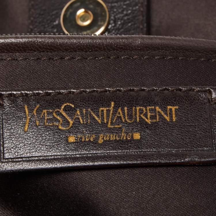 Pre Owned Yves Saint Laurent Dark Brown Leather and Suede Mombasa Fringe Hobo