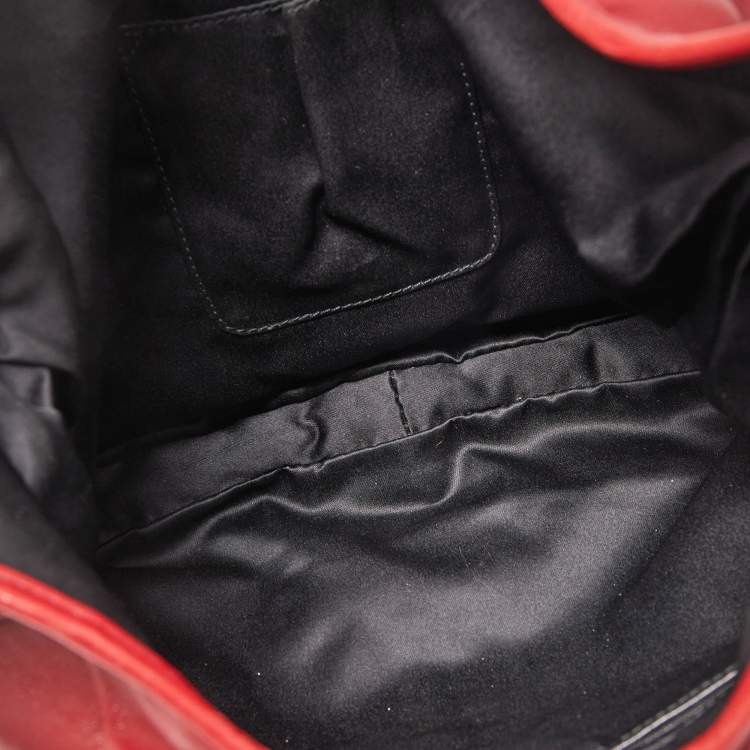Pre Owned Yves Saint Laurent Red Woven Leather Braided Hobo