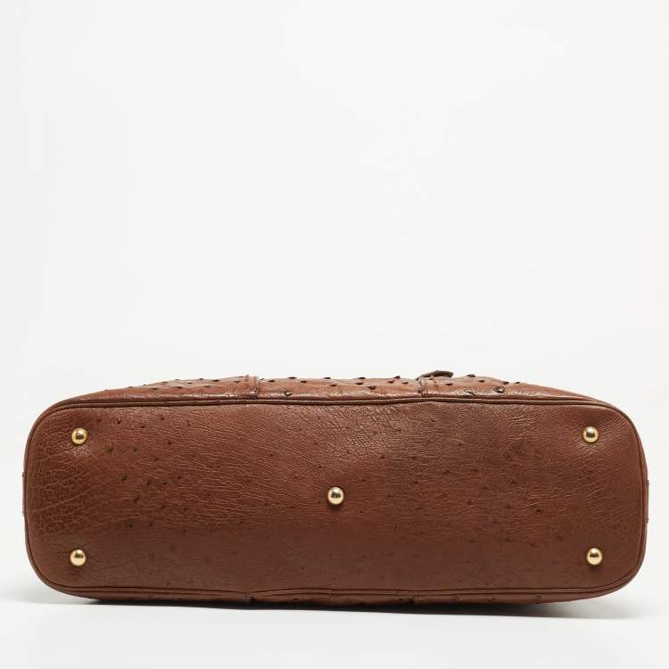 Pre Owned Yves Saint Laurent Brown Ostrich Large Muse Satchel