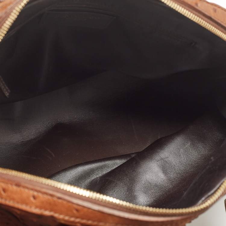 Pre Owned Yves Saint Laurent Brown Ostrich Large Muse Satchel