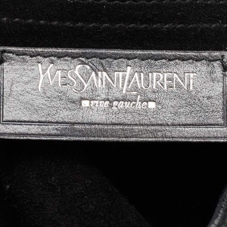 Pre Owned Yves Saint Laurent Grey/Black Leather and Suede Large Muse Two Top Handle Bag