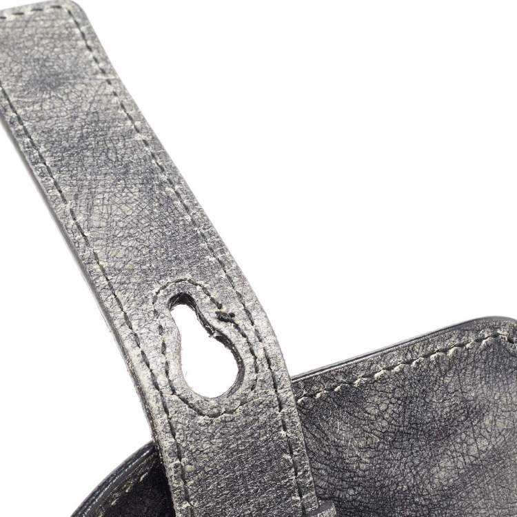 Pre Owned Yves Saint Laurent Grey/Black Leather and Suede Large Muse Two Top Handle Bag