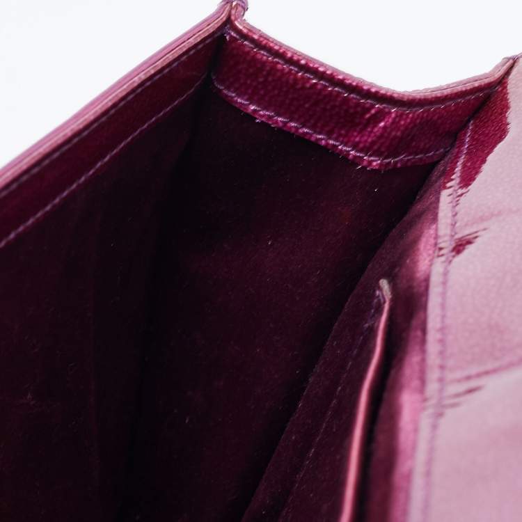 Pre Owned Yves Saint Laurent Purple Patent Leather Belle De Jour Flap Clutch