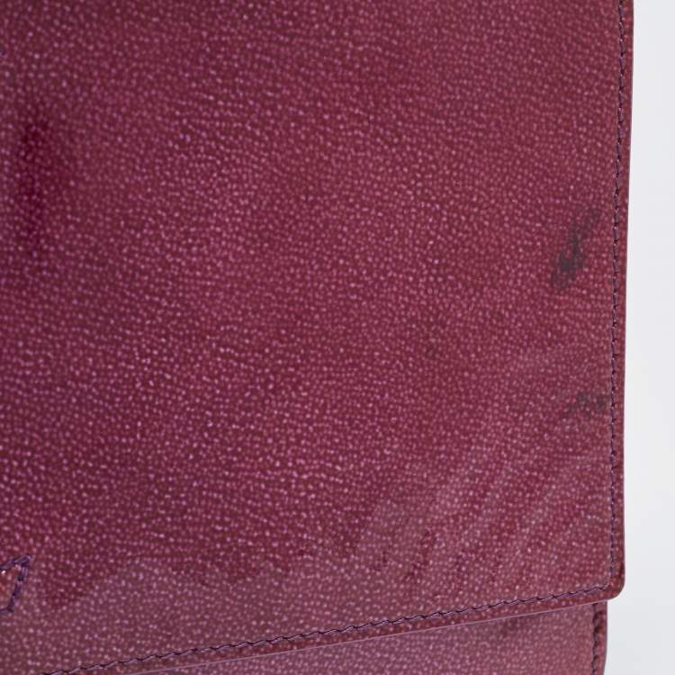 Pre Owned Yves Saint Laurent Purple Patent Leather Belle De Jour Flap Clutch