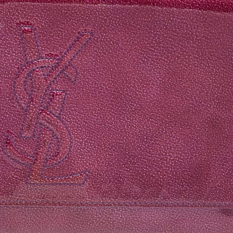 Pre Owned Yves Saint Laurent Purple Patent Leather Belle De Jour Flap Clutch