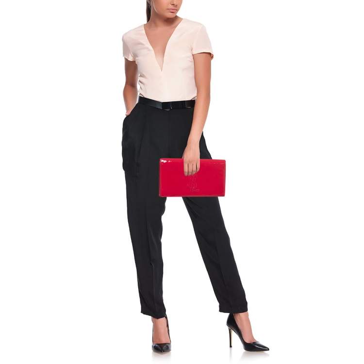 Pre Owned Yves Saint Laurent Red Patent Leather Belle De Jour Clutch