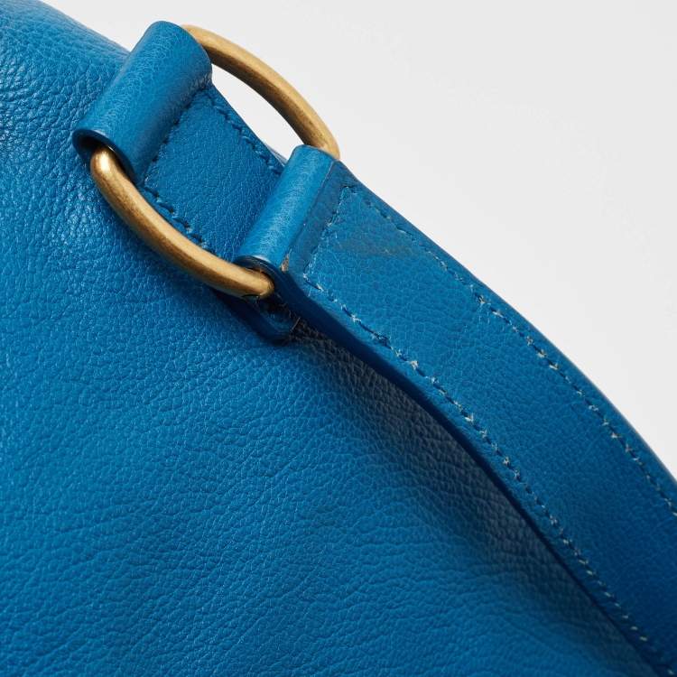 Pre Owned Yves Saint Laurent Blue Leather Large Downtown Tote