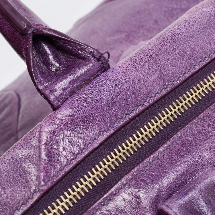 Pre Owned Yves Saint Laurent Purple Leather Easy Y Satchel