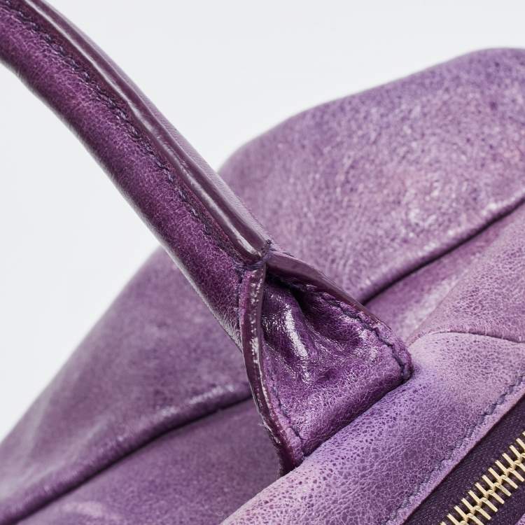Pre Owned Yves Saint Laurent Purple Leather Easy Y Satchel