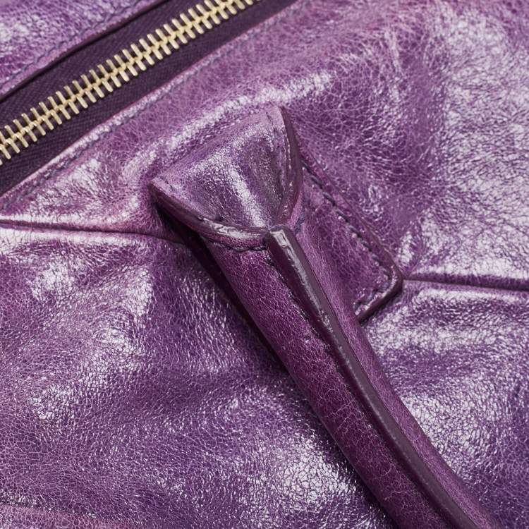 Pre Owned Yves Saint Laurent Purple Leather Easy Y Satchel