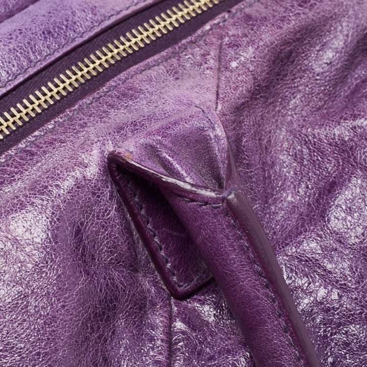 Pre Owned Yves Saint Laurent Purple Leather Easy Y Satchel