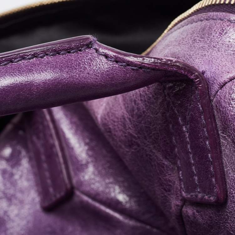 Pre Owned Yves Saint Laurent Purple Leather Easy Y Satchel