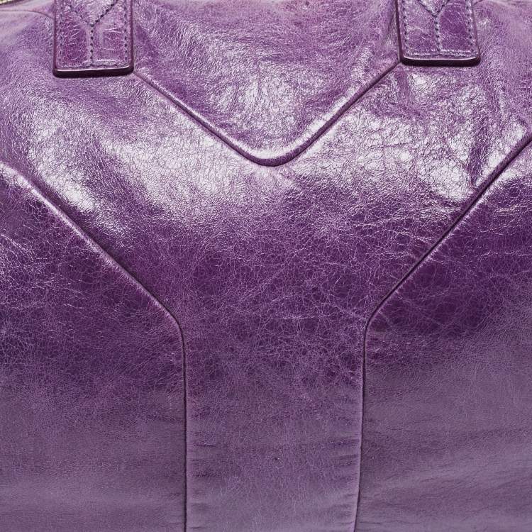 Pre Owned Yves Saint Laurent Purple Leather Easy Y Satchel