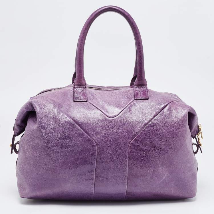 Pre Owned Yves Saint Laurent Purple Leather Easy Y Satchel