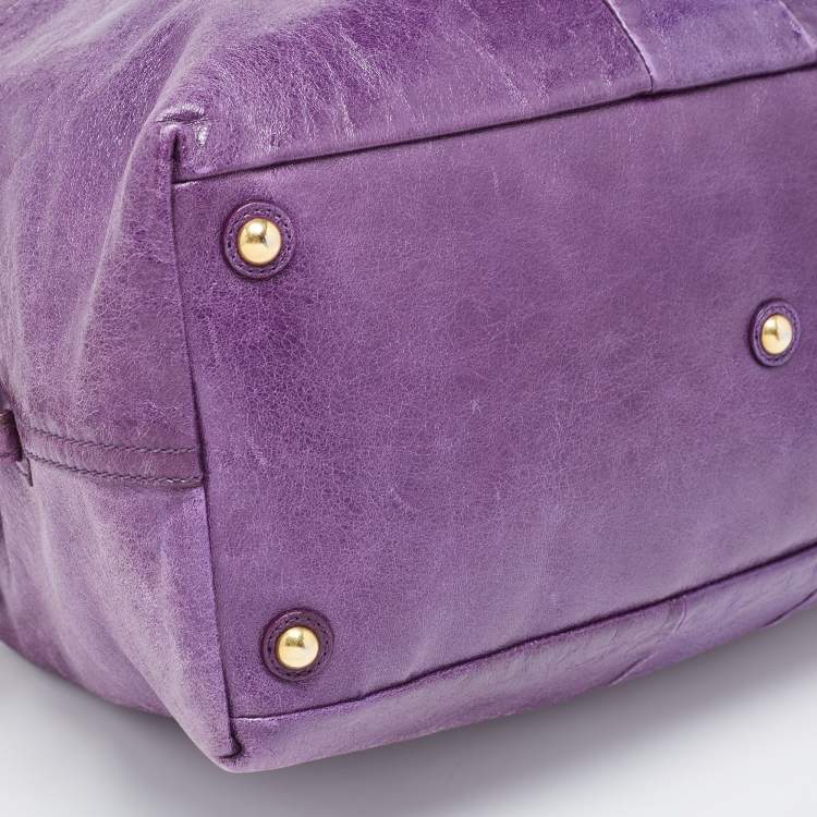 Pre Owned Yves Saint Laurent Purple Leather Easy Y Satchel