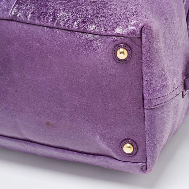 Pre Owned Yves Saint Laurent Purple Leather Easy Y Satchel