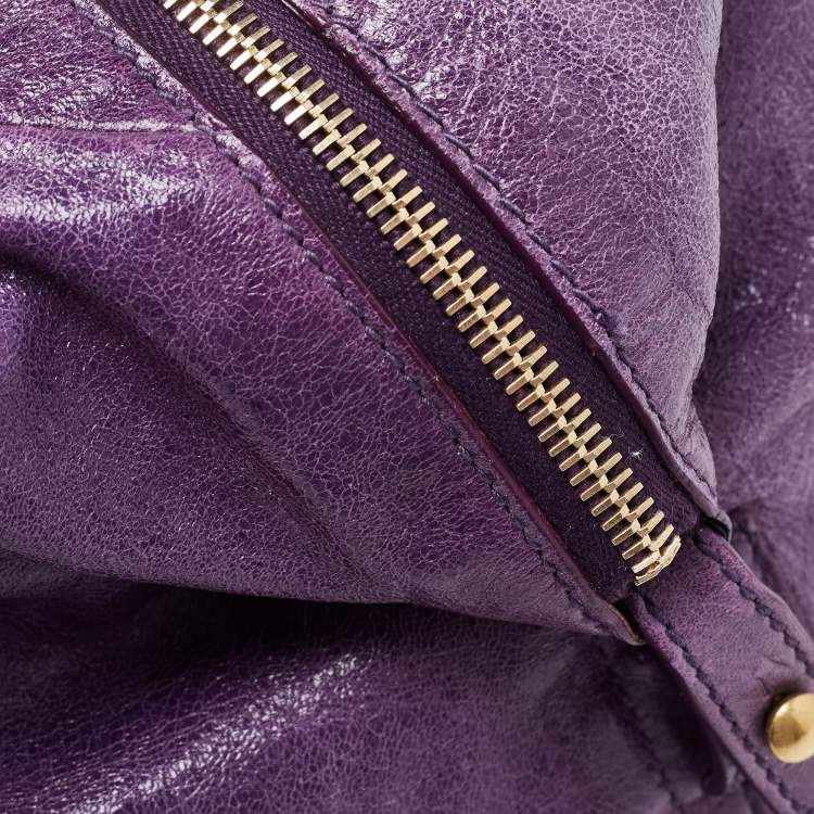Pre Owned Yves Saint Laurent Purple Leather Easy Y Satchel