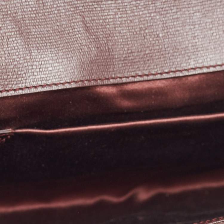 Pre Owned Yves Saint Laurent Burgundy Leather Ligne Y Clutch