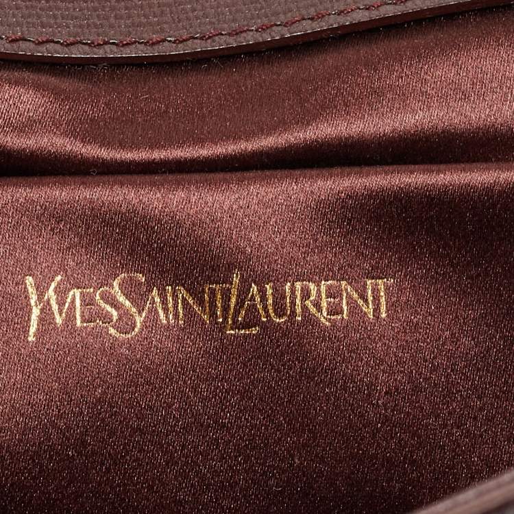 Pre Owned Yves Saint Laurent Burgundy Leather Ligne Y Clutch