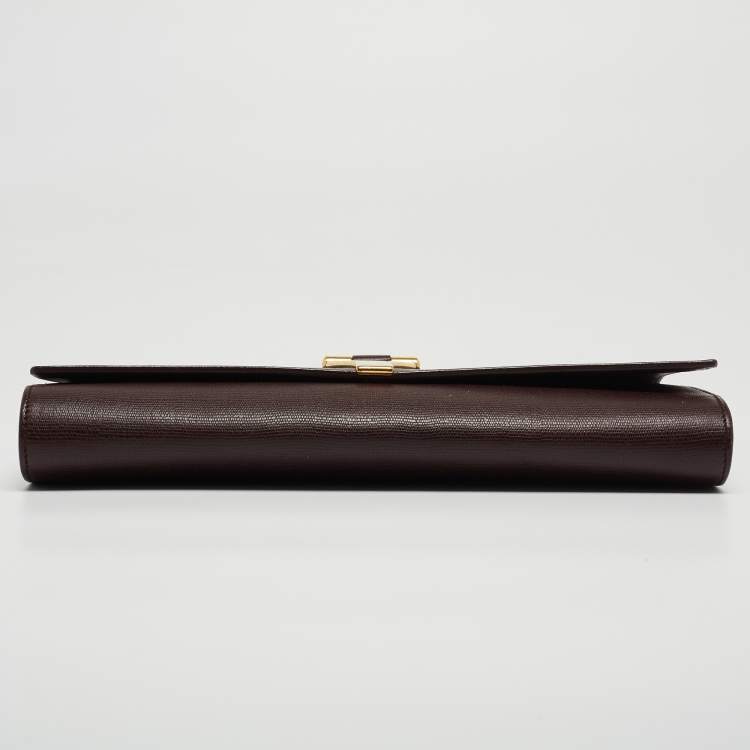 Pre Owned Yves Saint Laurent Burgundy Leather Ligne Y Clutch