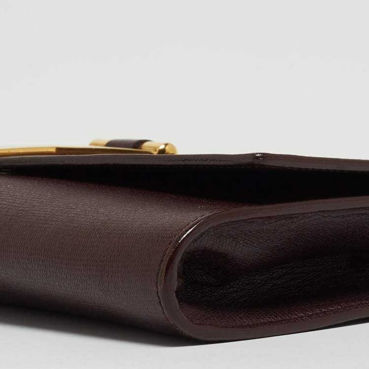 Pre Owned Yves Saint Laurent Burgundy Leather Ligne Y Clutch
