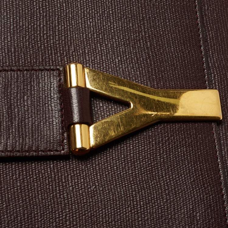 Pre Owned Yves Saint Laurent Burgundy Leather Ligne Y Clutch