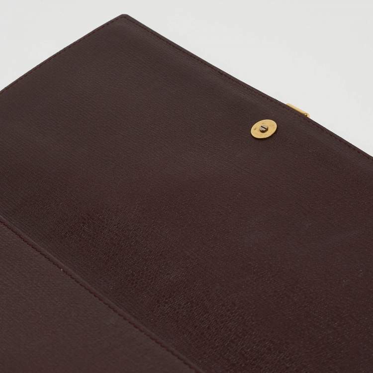 Pre Owned Yves Saint Laurent Burgundy Leather Ligne Y Clutch