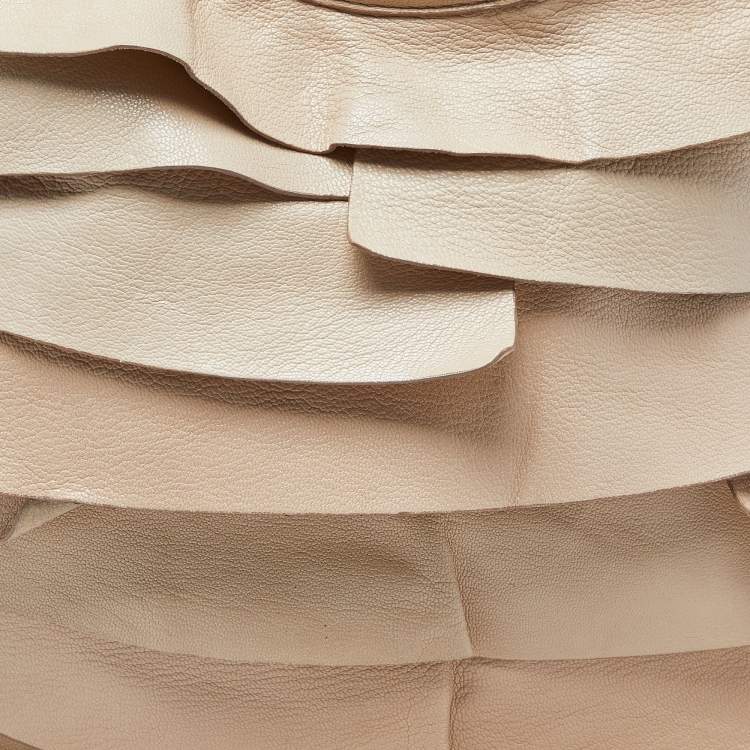 مملوكة مسبقًا Yves Saint Laurent Beige Leather St. Tropez Horn Hobo