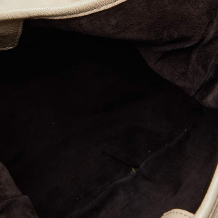 مملوكة مسبقًا Yves Saint Laurent Beige Leather St. Tropez Horn Hobo