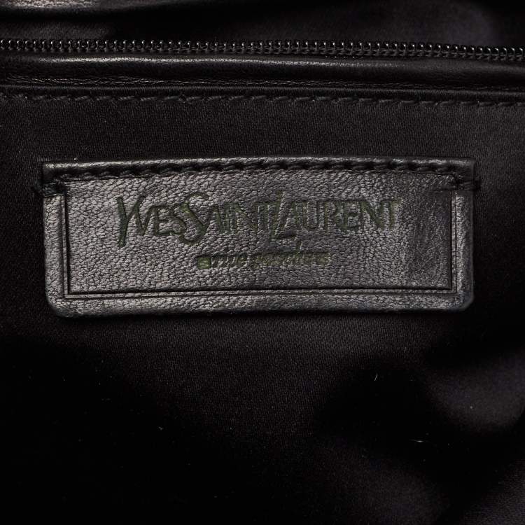 Pre Owned Yves Saint Laurent Black Leather and Suede Mombasa Fringe Hobo