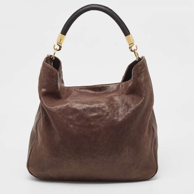 Pre Owned Yves Saint Laurent Brown Leather Roady Hobo