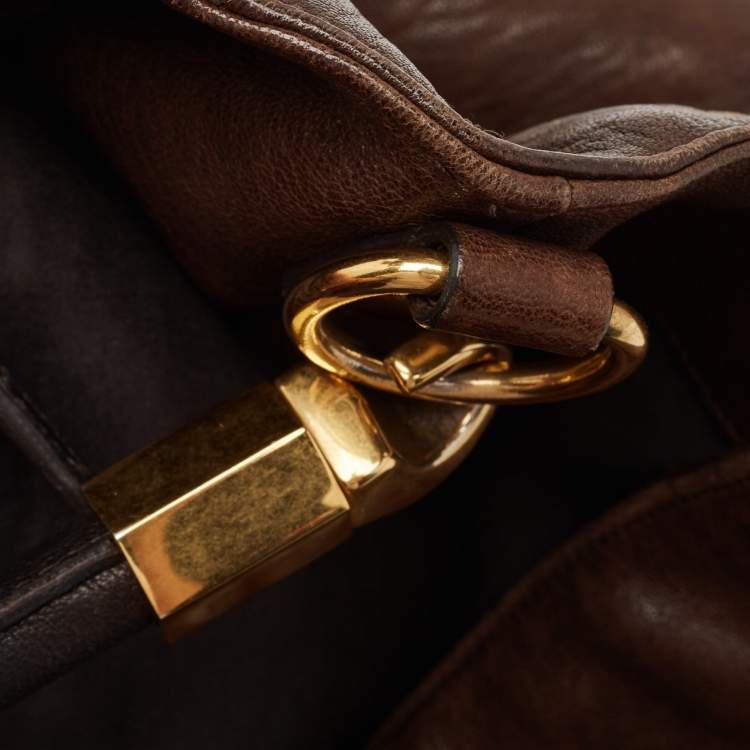 Pre Owned Yves Saint Laurent Brown Leather Roady Hobo