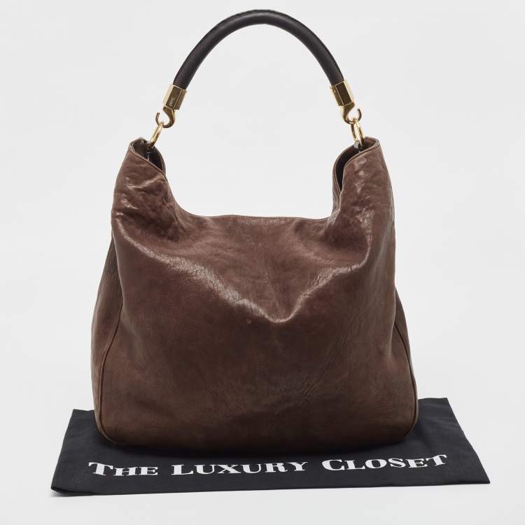 Pre Owned Yves Saint Laurent Brown Leather Roady Hobo
