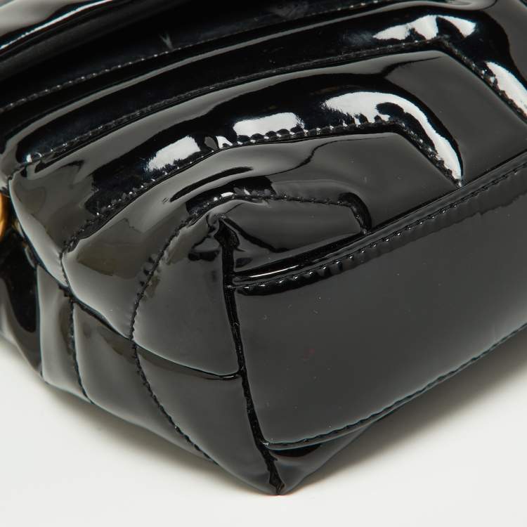 Pre Owned Saint Laurent Black Quilted Patent Leather Toy Loulou Crossbody Bag