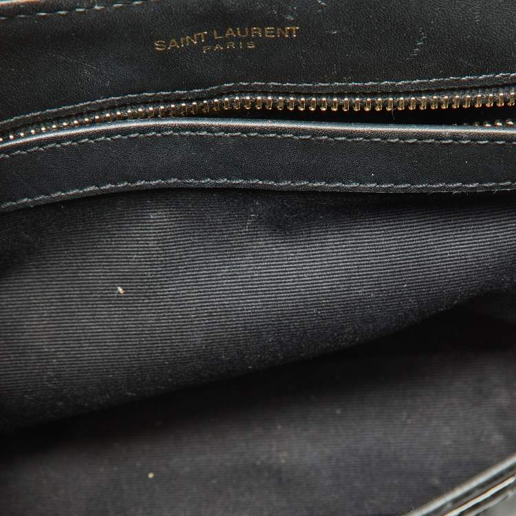 Pre Owned Saint Laurent Black Quilted Patent Leather Toy Loulou Crossbody Bag