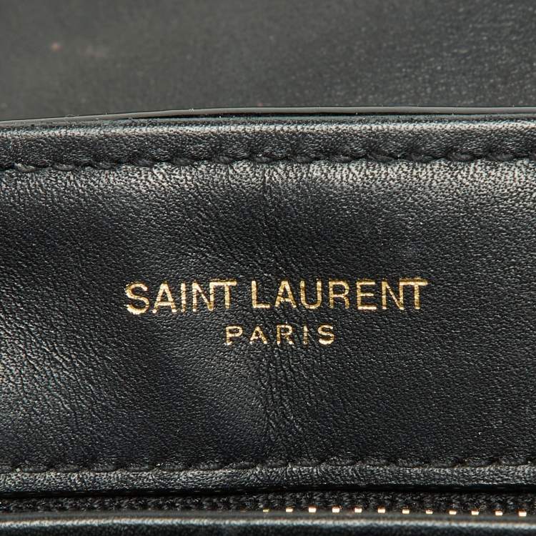 Pre Owned Saint Laurent Black Quilted Patent Leather Toy Loulou Crossbody Bag