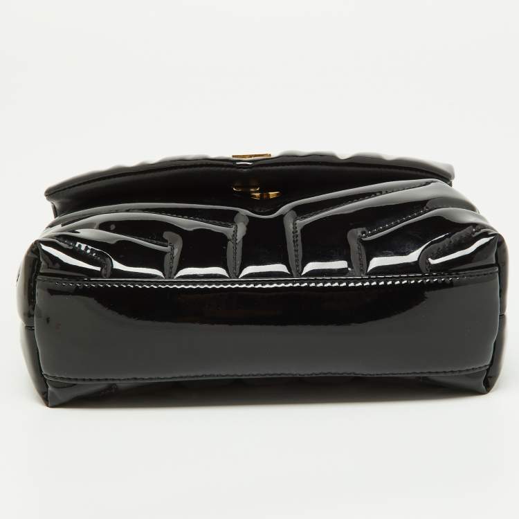 Pre Owned Saint Laurent Black Quilted Patent Leather Toy Loulou Crossbody Bag