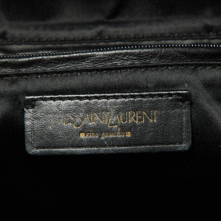 Pre Owned Yves Saint Laurent Black Patent Leather Front Pocket Satchel