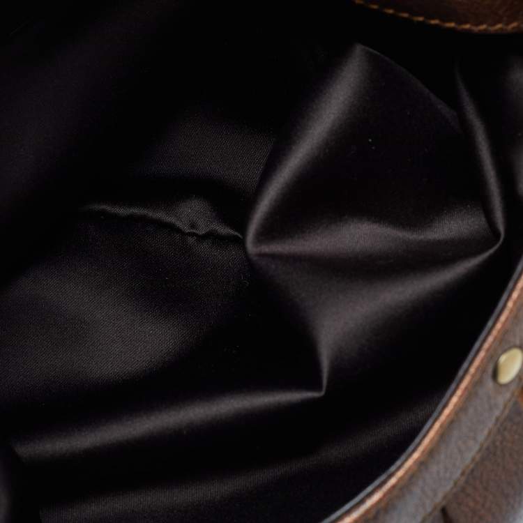 Pre Owned Yves Saint Laurent Two Tone Brown Suede and Leather Rive Gauche Shoulder Bag