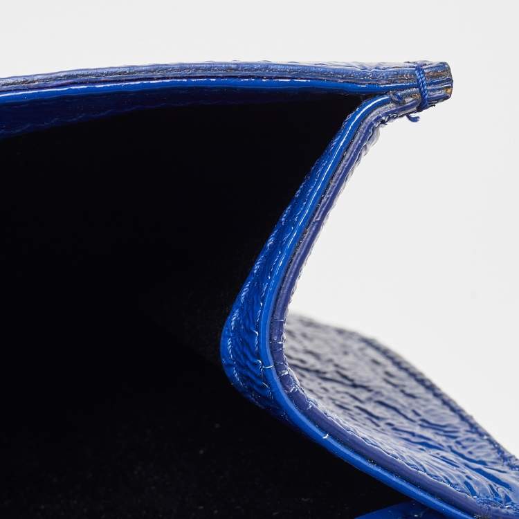 Pre Owned Yves Saint Laurent Blue Patent Leather Belle De Jour Flap Clutch