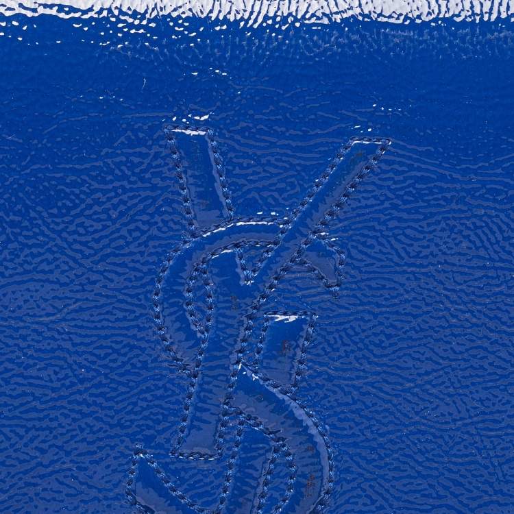 Pre Owned Yves Saint Laurent Blue Patent Leather Belle De Jour Flap Clutch