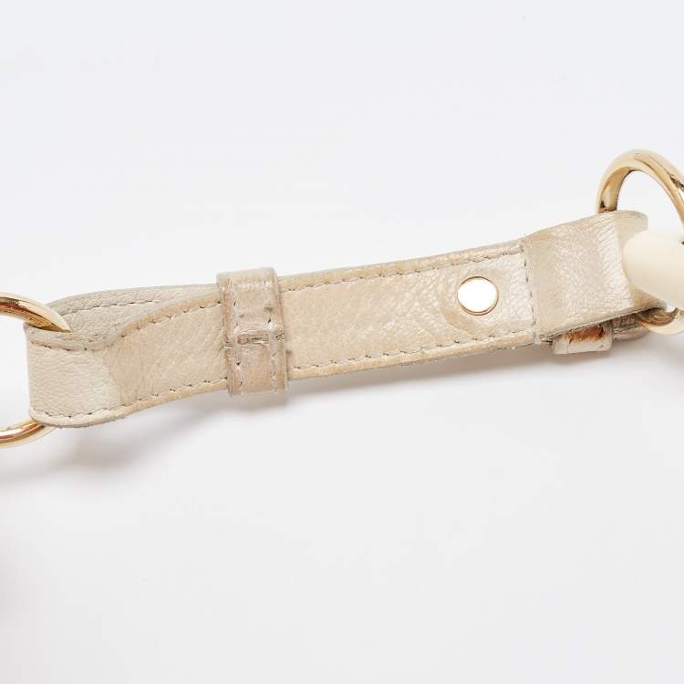 Pre Owned Yves Saint Laurent Ivory Leather St. Tropez Double Horn Hobo