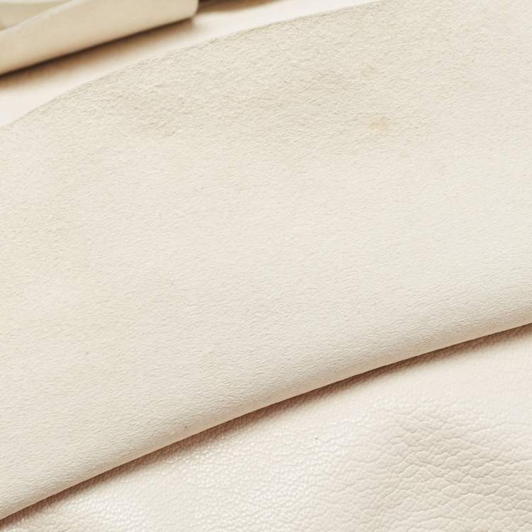Pre Owned Yves Saint Laurent Ivory Leather St. Tropez Double Horn Hobo